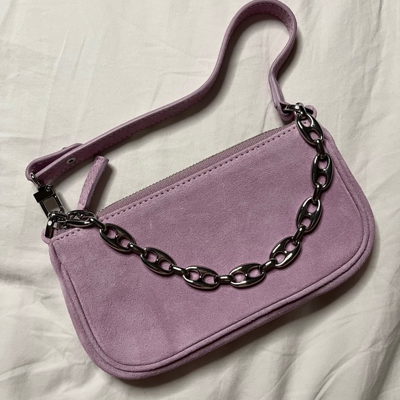 BY FAR Mini Rachel Shoulder Bag in Purple Suede - Picture 2 of 8